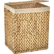 Resim El Yapımı Doğal Hasır Katlanabilir Kirli Çamaşır Sepeti, Modern Balıksırtı Desenli Çamaşır Sepeti, Katlananır Yer Kaplamayan Rattan Kirli Çamaşır Sepeti (44X34CMYÜKSEKLIK 54CM) 