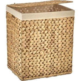 Resim El Yapımı Doğal Hasır Katlanabilir Kirli Çamaşır Sepeti, Modern Balıksırtı Desenli Çamaşır Sepeti, Katlananır Yer Kaplamayan Rattan Kirli Çamaşır Sepeti (44X34CMYÜKSEKLIK 54CM) 