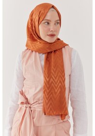 Resim Mirsoy Scarf Zikzak Desen Parlak Jakar Şal - Portakal Portakal Turuncu 