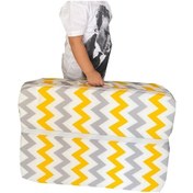 Resim Bebek Yatağı Oyun Parkı Çocuk Yatağı Katlanabilir Sünger Yatak 60x120-4 Cm Sarı Gri Zikzak 