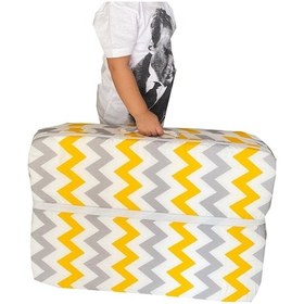Resim Bebek Yatağı Oyun Parkı Çocuk Yatağı Katlanabilir Sünger Yatak 60x120-4 Cm Sarı Gri Zikzak 