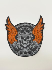 Resim Atolye Luxora Metal Skull Stil Motorcu Yelek ve Ceket ,Sirt Patch, Yama 