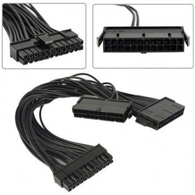 Resim 24 Pin Atx Dual Psu Power Supply Çoklayıcı Kablo Anakart Mining Kablosu 