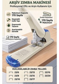 Resim Büyük Boy Zımba Makinesi 1 Adet Kangaro Ds-23s20fl Arşiv Tipi Zımba Makinası 170 Yaprak Kapasiteli Zımba Teli Kollu 