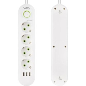 Resim Vea VA-21560 4'lü 3 USB'li 1.5 Metre Akım Korumalı Priz Beyaz 