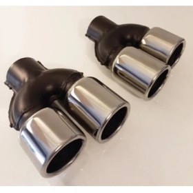 Resim Egzozcum 60 Mm. Uyumlu Krom Düz Yuvarlak (Dual) Çift Çıkış Paslanmaz Sessiz Egzoz Eksoz Ucu 2 Adet 