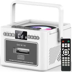 Resim Greadio Taşınabilir CD Çalar ve Boombox Radyo - Bluetooth, Kaset, Uzaktan Kumanda, 5W Çift Hoparlör, 