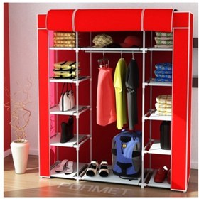 Resim PORMET Güçlendirilmiş Çelik Yapım Çelik Metal Profil Bez Dolap Kırmızı Renk 