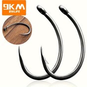 Resim 9KM Karp Balıkçılık Kancaları 25 adet Dikenli/Dikensiz Balıkçılık Kancaları Sivri Kavisli Bağlama Islak Sinek Kancaları Geniş Boşluklu Tuzlu Su Akıntısı Balıkçılık Kancası 