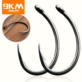 Resim 9KM Karp Balıkçılık Kancaları 25 adet Dikenli/Dikensiz Balıkçılık Kancaları Sivri Kavisli Bağlama Islak Sinek Kancaları Geniş Boşluklu Tuzlu Su Akıntısı Balıkçılık Kancası 