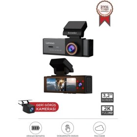 Resim Lenovo Araç İçi Kamera 1080P Dokunmatik Wifi Ön İç ve Arka Araç Kamerası Q7 7302 Siyah 