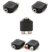 Resim ATAELEKTRONİK 5 Adet 3.5mm Stereo Aux Siteryo Dişi - 2 Rca Dişi Çevirici Jack Fiş Soket Kablo Hoparlör Jakı 