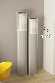 Resim Pencereli Halı Hurcu Gri Çizgili – Fermuarlı Toz Geçirmez Organizer Hurç, Büyük Kapasiteli Saklama Torbası (1 Adet) (6m² 38x210 Cm) 