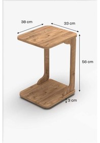Resim Tekerlekli C Sehpa 360 Dönebilen Oval Köşelikli Şık Tasarım Koltuk Yan Sehpa Zigon Servis Sehpası - Atlantik Çam Atlantik Çam 