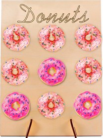 Resim Fosenze Ahşap Donut Rafı, Ev Dekoru, Düğün/doğum Günü Partisi Dekorasyonu, Elden Parlatılmış Ahşap, Göz Koruyucu, Jm01465, Sandalwood Rengi 