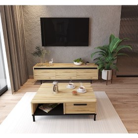 Resim Robinhome Robin Home Tv Sehpası Televizyon Ünitesi Orta Sehpa 2'Li Takım Dg 