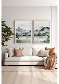 Resim 2 Parça Gerçek Ahşap Renkli Çerçeveli Tablo Seti - Model 24 - Ersy2lımodel24 