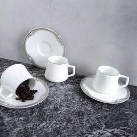 Resim Evaliza Versailles Platin Double 6 Kişilik Kahve Fincan Takımı 130 ml 