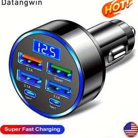 Resim Datangwin Araba Telefon Şarj Cihazı QC 3.0 ile 4 USB + 2 PD Portu, Çiftten Altıya Çoklu Port Hızlı Şarjör, 11 Tatil için Uygun 