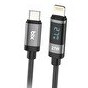 Resim Bix BX06CL Type-C to Lightning 27W Örgülü LED Dijital Ekranlı Şarj ve Data Kablosu 1 M 