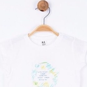 Resim Nk Kids Kız Bebek Time Yazılı Pamuklu Tshirt-11896 Ekru 
