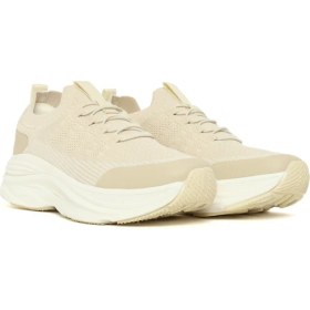 Resim Derimod Zero Kadın Krem Kalın Tabanlı Bağcıklı Kumaş Sneaker 26PFE49536F 