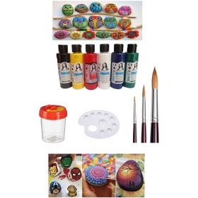 Resim Taş Boyama Seti 6 Ana Renk Set 1 Paket 