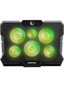 Resim Rampage AD-RC10 X-Gust Siyah 6 Fanlı Rainbow Işıklandırmalı Notebook Soğutucu Stand 