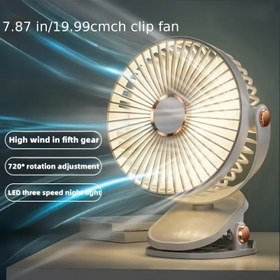 Resim 2025 USB Şarj Edilebilir Küçük Fan, LED Moda Gece Işığı, Uzun Pil Ömrü ve Güçlü Rüzgar Gücü, Serin ve Rahat Tutun, Karavan Kampı, Piknik, Dış Mekan Sporları Koşu için Uygun, Ofis Seyahat Hediyesi, Yazın Okula Dönüş Temel Malzemeleri 