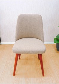 Resim Mutfak Sandalye Kılıfı-büyük Oval Likral Kum Desen Yıkanabilir Lastikli Sandalye Örtüsü Chair Cover Vizon 