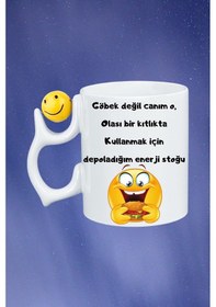 Resim Güzel Sözler Gülen Emoji Baskılı Smile Emoji Toplu Kupa Bardak Çay Kahve Fincanı Beyaz 