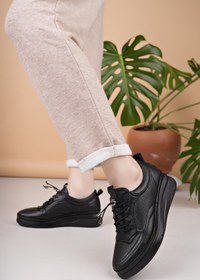 Resim Nesil Shoes Modessa 121 Siyah Bağcıklı Hakiki Soft Deri Kadın Ayakkabı 