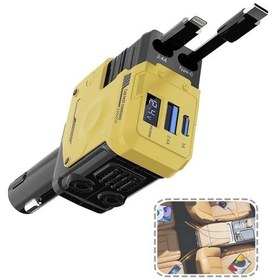 Resim Challenger 66w Usb C Mecha Rüzgar Araba Şarj Cihazı 180 Derece Döndürme Voltaj Göstergeli Sarı 
