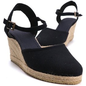 Resim Star Tombis Gerçek Elişi Siyah Kadın Dolgu Topuk Espadril Handmade Siyah 