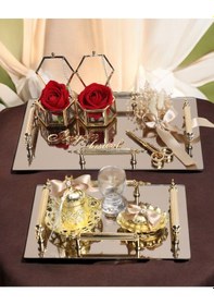 Resim Reverence Gold Söz Tepsisi Ve Damat Tepsisi Seti Gold Gold 