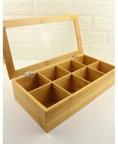 Resim Bambu Organizer Kutu Takı Aksesuar Kutusu, Çay Kutusu 8 Bölmeli 