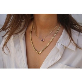 Resim Reis Kuyumculuk Heart Ruby Kolye Altın Kolye 