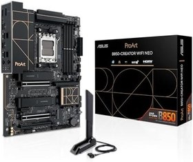 Resim ASUS PROART B850-CREATOR WIFI NEO AMD B850 AM5 DDR5 9000 DP HDMI Type-C 3x M2 USB3.2 WiFi 7 + BT AURA RGB 2x5Gbit LAN ATX 14+2+1 Güç Aşamaları, 3xGen5 