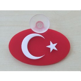 Resim Ay Yıldız 8x5cm Vantuzlu Oval Kabartma 2 Adet Türk Bayrağı 