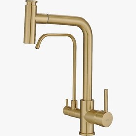 Resim İsaoğlu Yapı Mat Gold Spiralli Arıtmalı Mutfak Bataryası Uzayan Sistem Arıtma Cihazlarına Uygun Mat Gold Renk Gold 