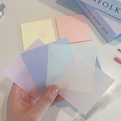 Resim Morandi Renkli Şeffaf Yapışkan Notlar, 4 Paket (Her Pakette 50 Yaprak), Yeniden Kullanılabilir Kendinden Yapışkanlı Düzeltme Not Defterleri, Su Geçirmez, Yeniden Konumlandırılabilir Şeffaf PET Not Defterleri Not Alma ve İçerik Görünürlüğü İçin 