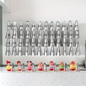 Resim 55 Parça Paslanmaz Çelik Süsleme Nozulu Seti Kek Süsleme Nozulu Pastane Kağıdı Cupcake Pişirme Tepsisi Dekorasyon Pişirme Araçları Süsleme Araçları Kek Araçları Krem Kurabiye Mutfak Aletleri Cadılar Bayramı Noel Çocuklar Günü 