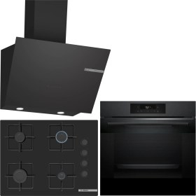 Resim Bosch Siyah 3 Lü Ankastre Set 382 ( HJG852YT0T - POP7C6P30O - DWK66PJ60T ) 67CM Ocak - 3D Fry Hava ile Kızartma 