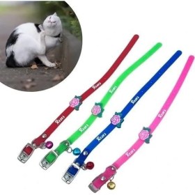 Resim Çıngıraklı Zilli Sevimli Renkli Slikon Kedi Köpek Boyun Tasması 