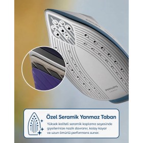 Resim Philips Buhar Kazanlı Ultra Hafif Ütü 6 Bar Basınç Şok Buhar Gücü Kolay Saklama 