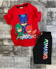 Resim Koçak Kids Pijamaskeliler Desenli Kırmızı Renk Şortlu Takım 