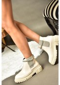 Resim Fox Shoes R726418209 Bej Taşlı Kalın Tabanlı Kadın Bot Bej 