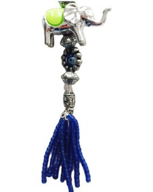 Resim Nazar Boncuklu Boncuk Püsküllü Yeşil Filli Anahtarlık 