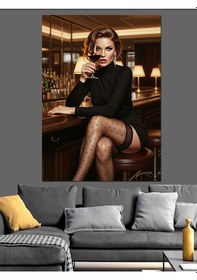 Resim Tablo Mega Barda Oturan Zarif Kadın Dekoratif Kanvas - Mdf Ahşap Tablo 