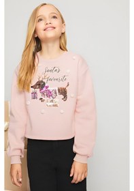 Resim Noel Temalı Kız Çocuk Sweatshirt 2252 Pembe 